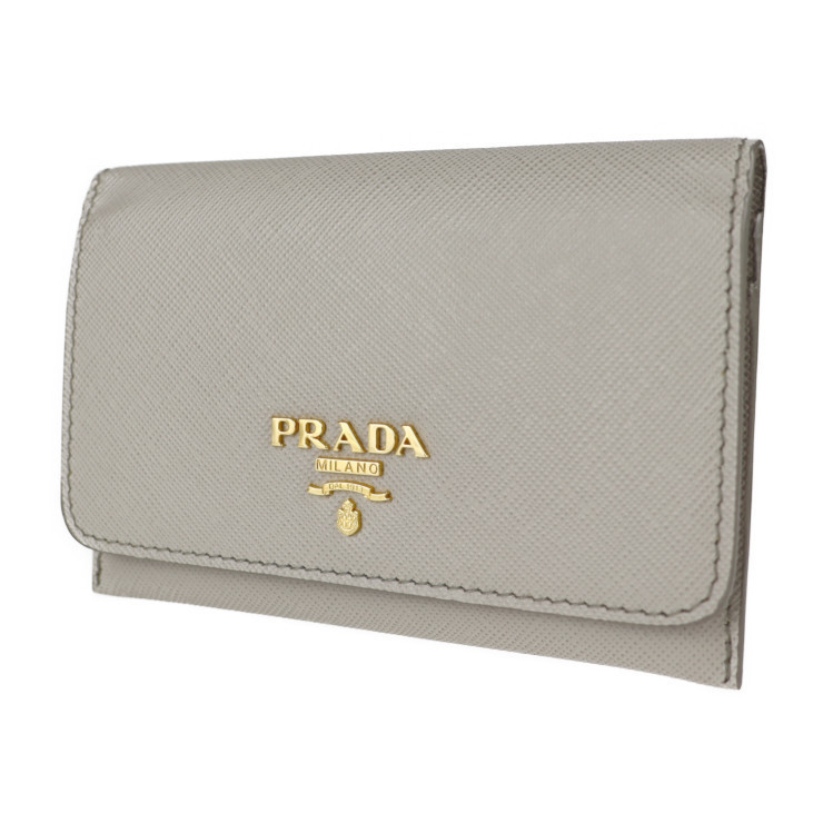 Prada Gray Saffiano Card Case